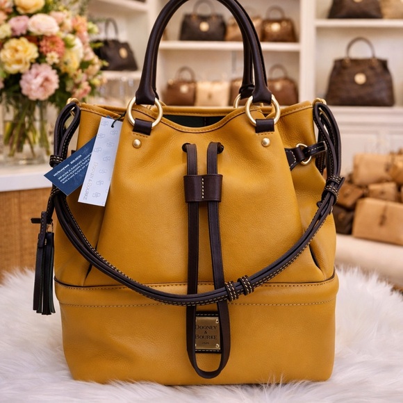 Dooney & Bourke Handbags - Dooney & Bourke Rare Buckley Yellow Sunflower Shoulder Bag with Brown Trim NWT